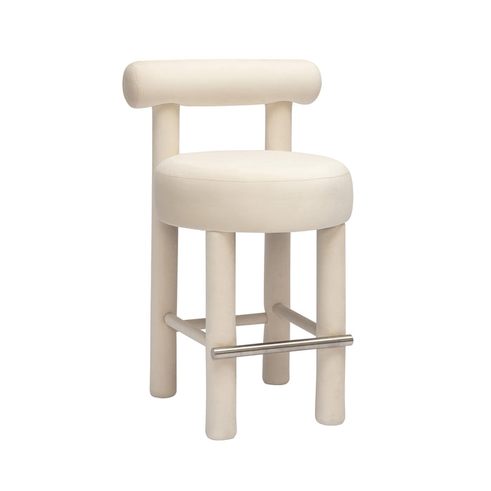 Carmel Cream Velvet Counter Stool - Home And Beyond