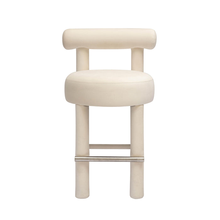 Carmel Cream Velvet Counter Stool - Home And Beyond