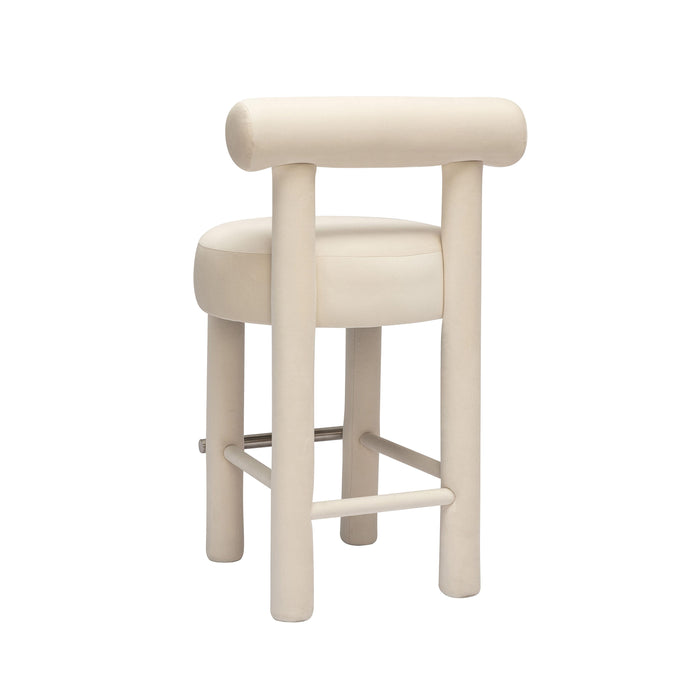 Carmel Cream Velvet Counter Stool - Home And Beyond