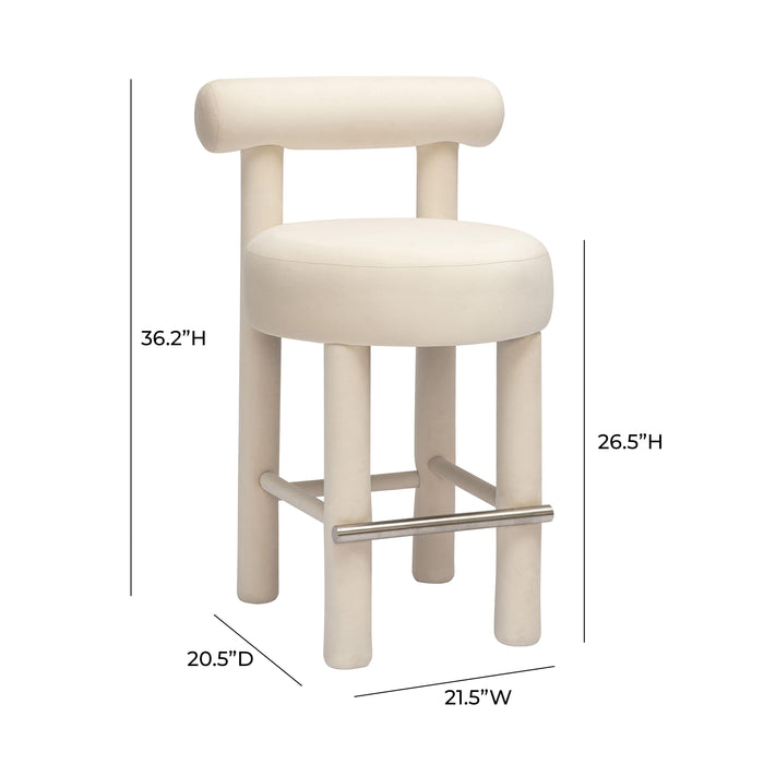 Carmel Cream Velvet Counter Stool - Home And Beyond