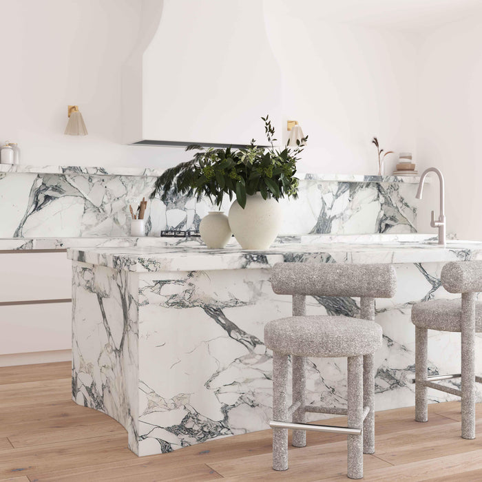 Carmel Black & White Performance Boucle Counter Stool - Home And Beyond