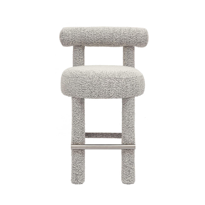 Carmel Black &amp; White Performance Boucle Counter Stool