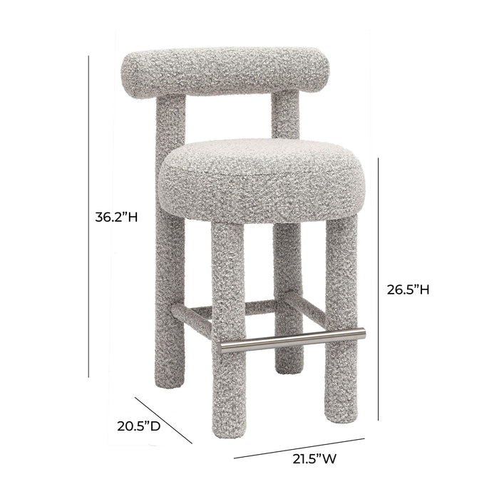 Carmel Black &amp; White Performance Boucle Counter Stool