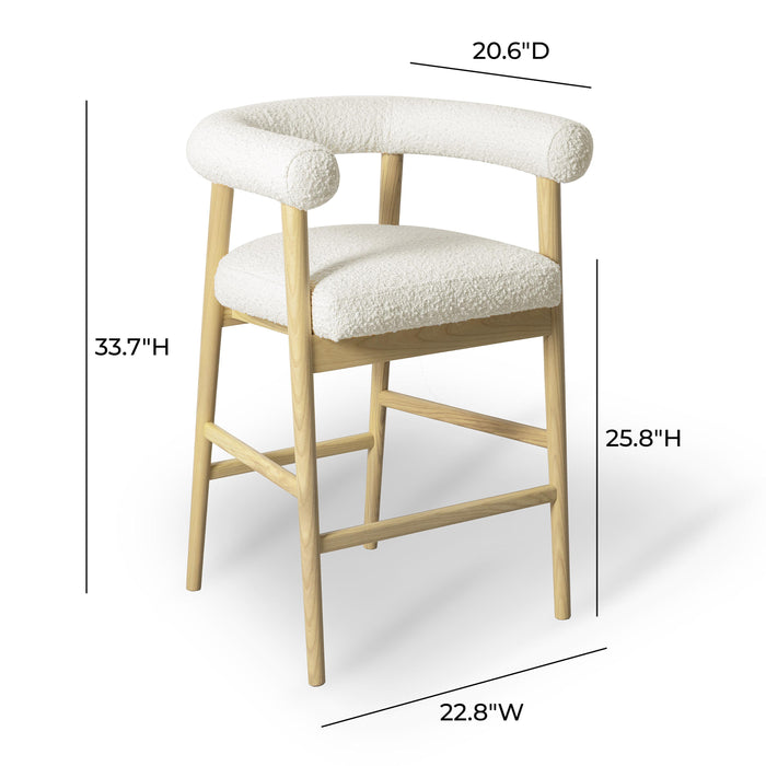 Spara Cream Performance Boucle Counter Stool - Home And Beyond