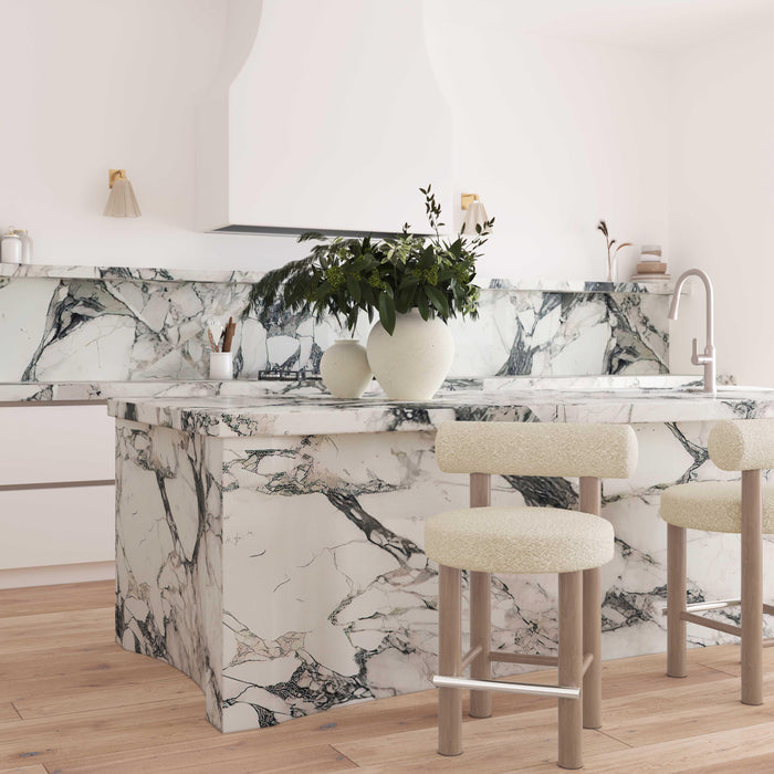 Carmel Cream Boucle and Solid Wood Counter Stool - Home And Beyond