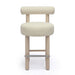Carmel Cream Boucle and Solid Wood Counter Stool - Home And Beyond