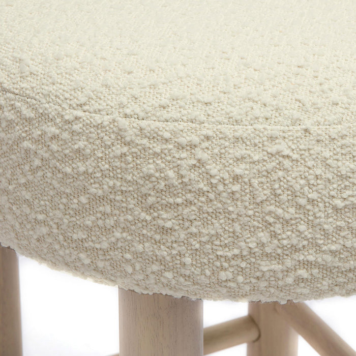 Carmel Cream Boucle and Solid Wood Counter Stool - Home And Beyond