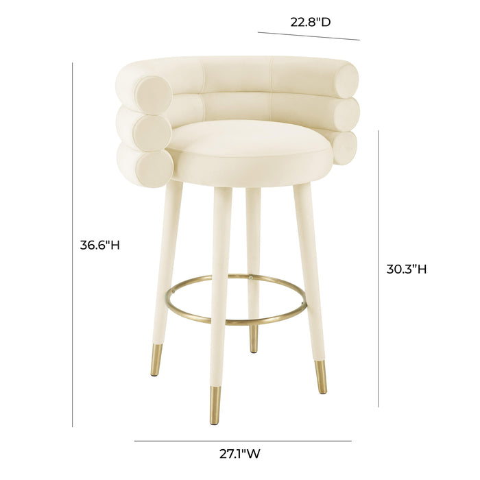 Betty Cream Velvet Barstool - Home And Beyond