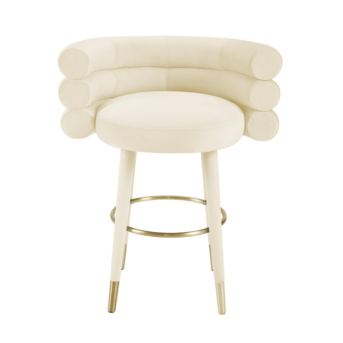 Betty Cream Velvet Counter Stool - Home And Beyond