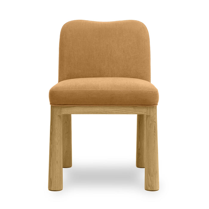 Tiara Cognac Performance Velvet Oak Dining Chair - Home And Beyond