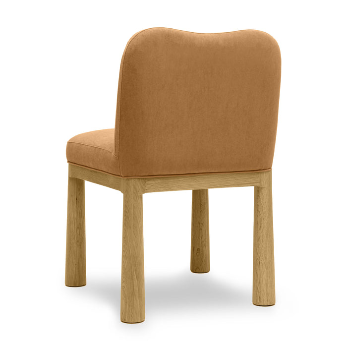 Tiara Cognac Performance Velvet Oak Dining Chair - Home And Beyond
