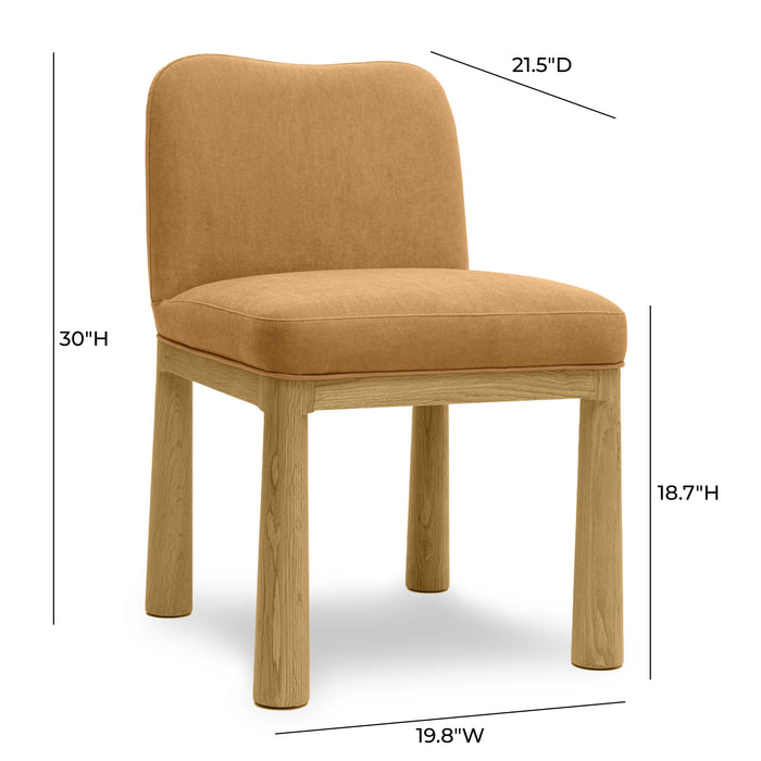 Tiara Cognac Performance Velvet Oak Dining Chair - Home And Beyond