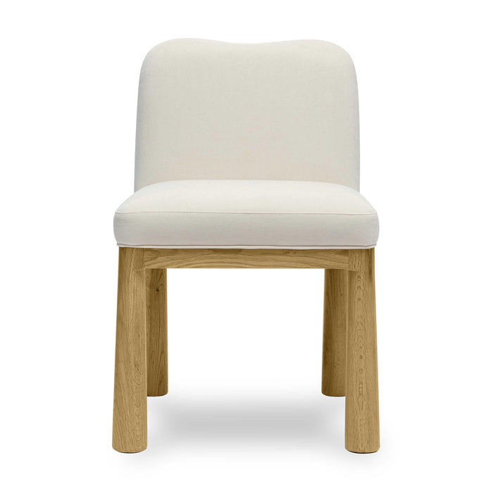 Tiara Cream Performance Velvet Oak Dining Chair - Home And Beyond