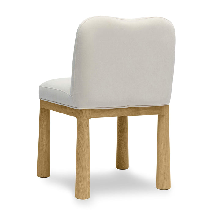 Tiara Cream Performance Velvet Oak Dining Chair - Home And Beyond
