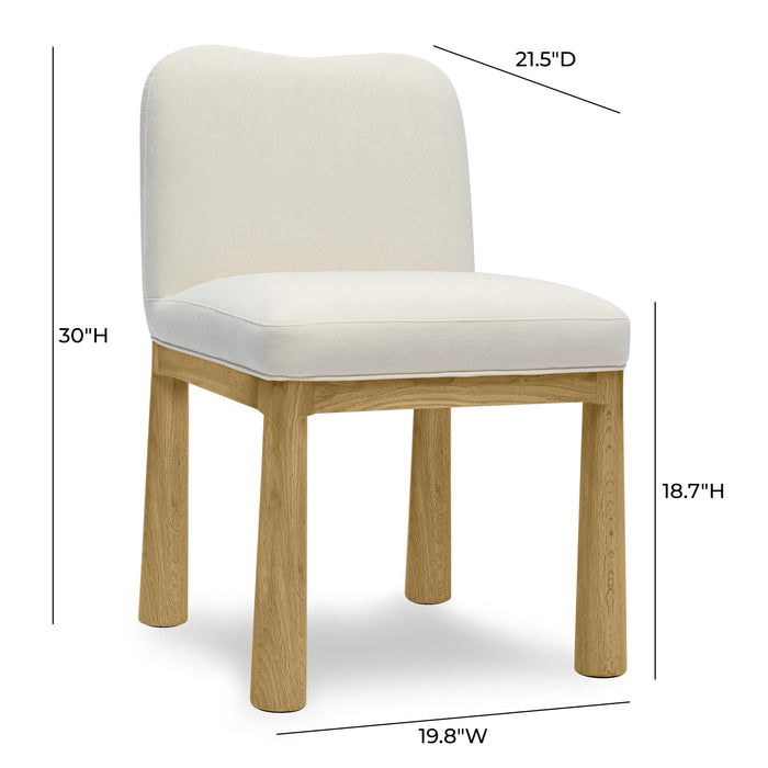 Tiara Cream Performance Velvet Oak Dining Chair - Home And Beyond