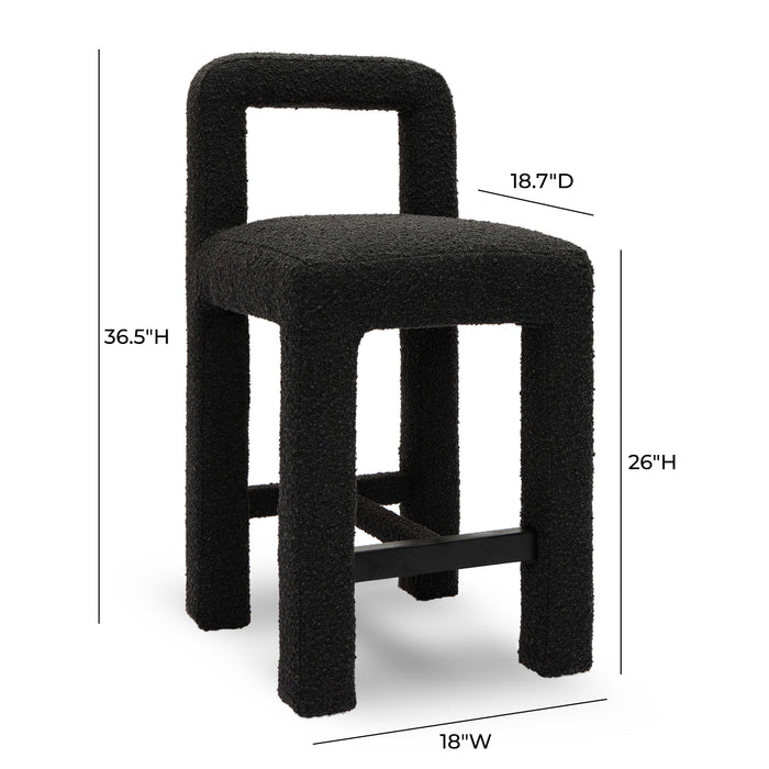 Hazel Black Boucle Counter Stool - Home And Beyond