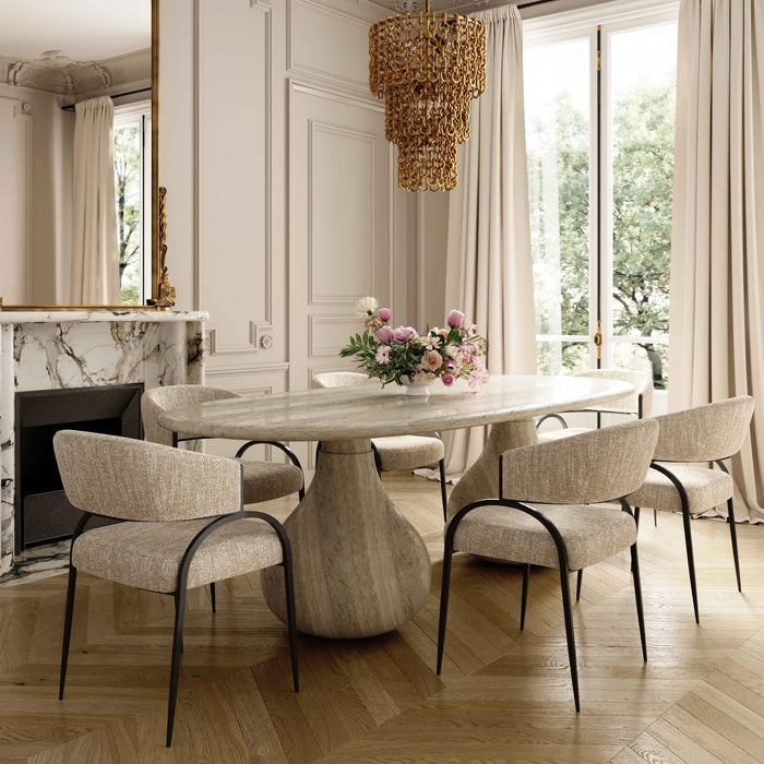 Tatum Taupe Textured Performance Boucle Dining Chair - Home And Beyond