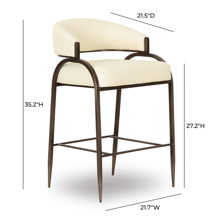 Tatum Cream Performance Vegan Leather Counter Stool - Home And Beyond
