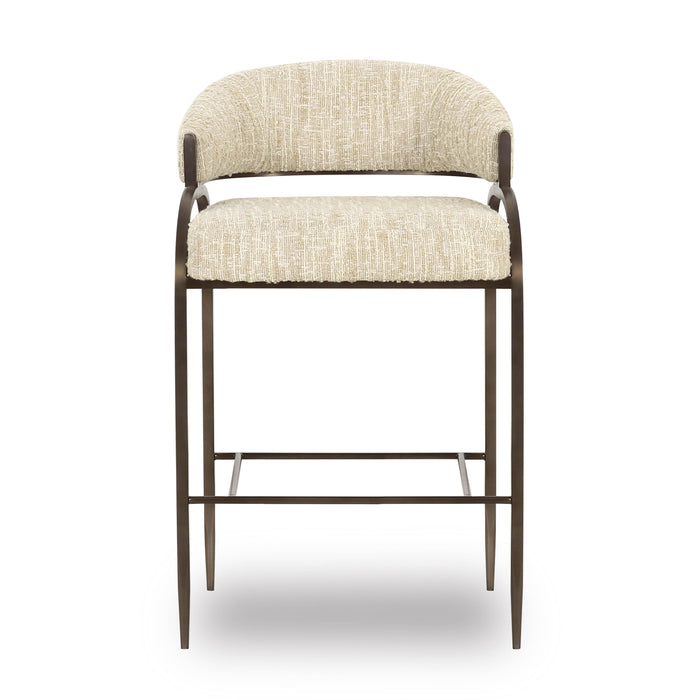 Tatum Taupe Textured Performance Boucle Counter Stool - Home And Beyond