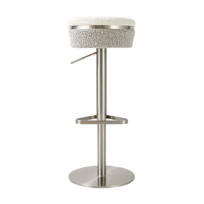 Astro White and Grey Boucle Adjustable Stool - Home And Beyond