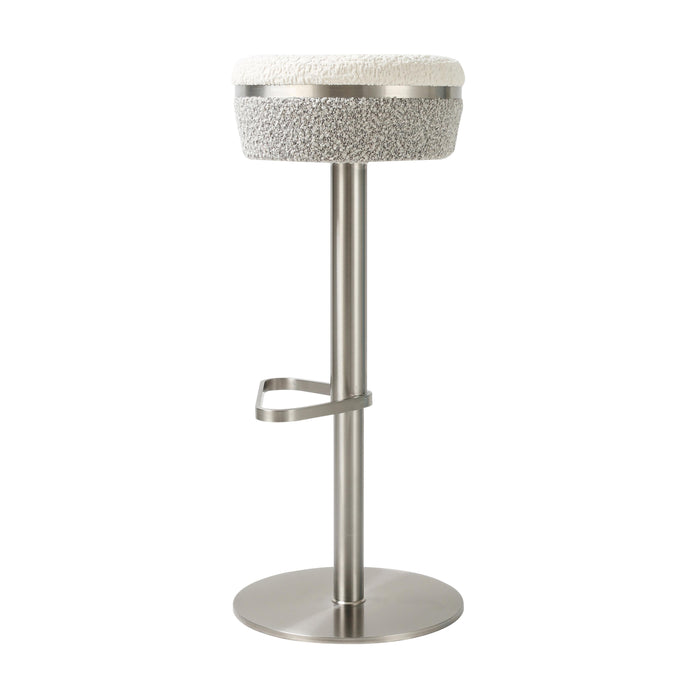 Astro White and Grey Boucle Adjustable Stool - Home And Beyond
