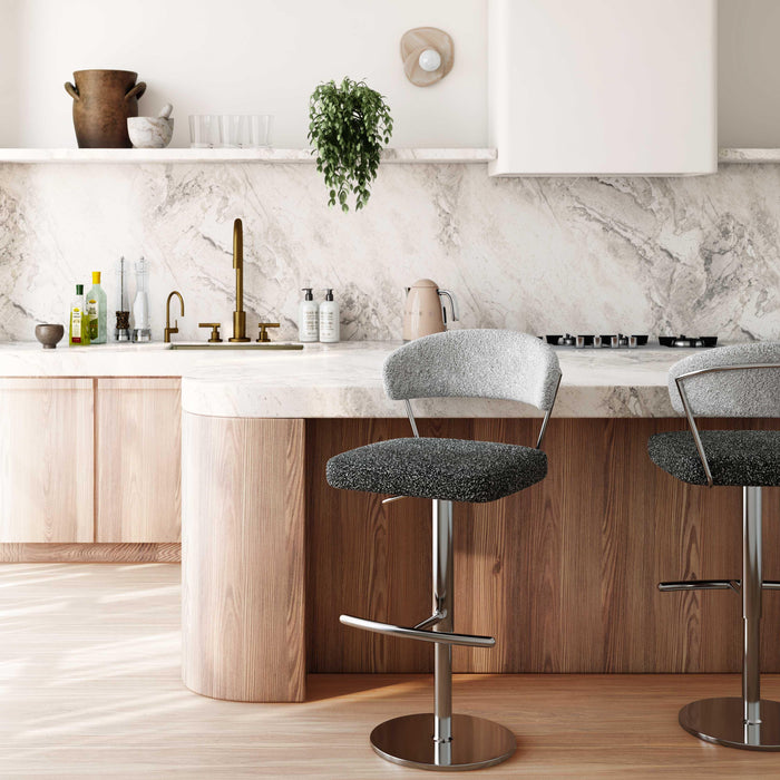 Cosmo Black and Grey Boucle Adjustable Stool - Home And Beyond