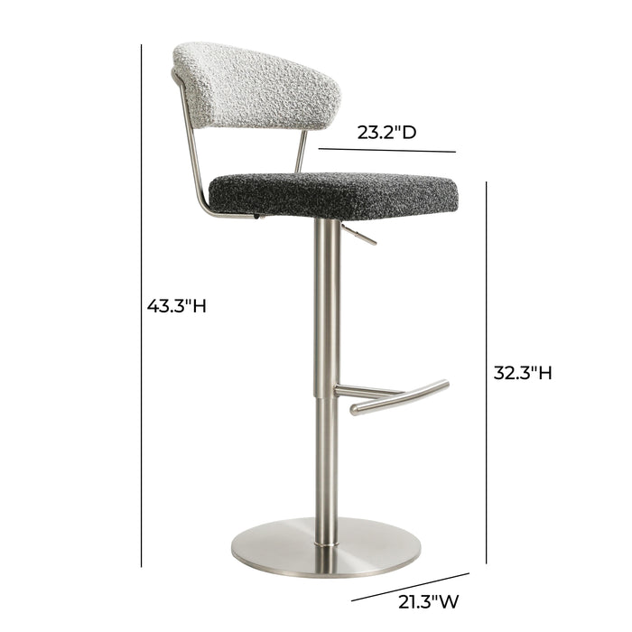 Cosmo Black and Grey Boucle Adjustable Stool - Home And Beyond