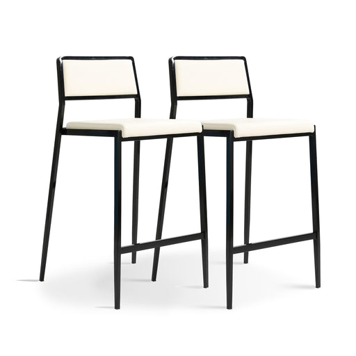 Gale Cream Performance Vegan Leather Stackable Stool - Set of 2 - Home And Beyond