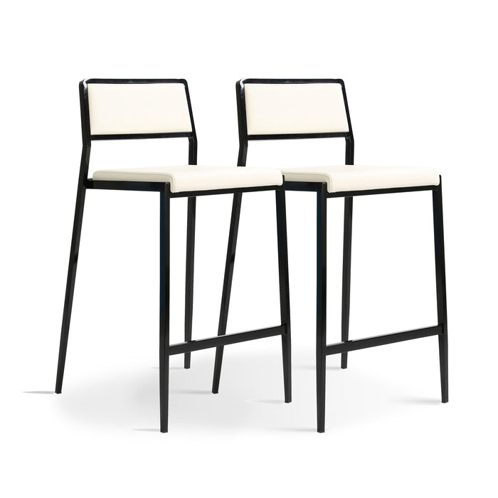 Gale Cream Performance Vegan Leather Stackable Stool - Set of 2 - Home And Beyond