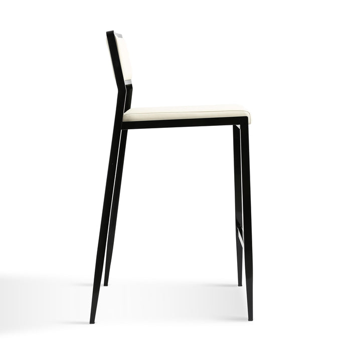 Gale Cream Performance Vegan Leather Stackable Stool - Set of 2 - Home And Beyond