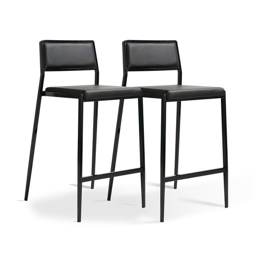 Gale Black Performance Vegan Leather Stackable Stool - Set of 2 - Home And Beyond