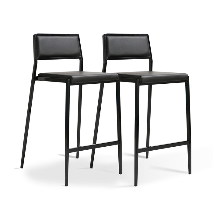Gale Black Performance Vegan Leather Stackable Stool - Set of 2 - Home And Beyond