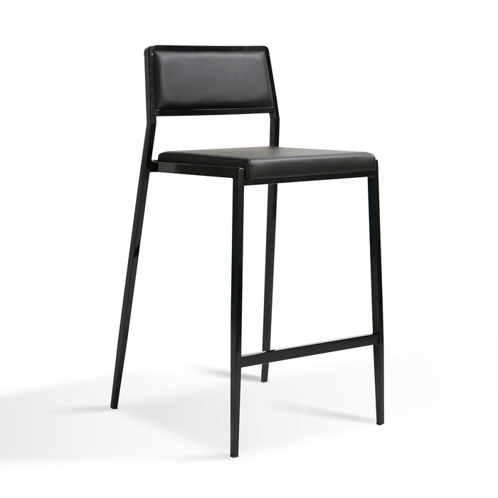 Gale Black Performance Vegan Leather Stackable Stool - Set of 2 - Home And Beyond