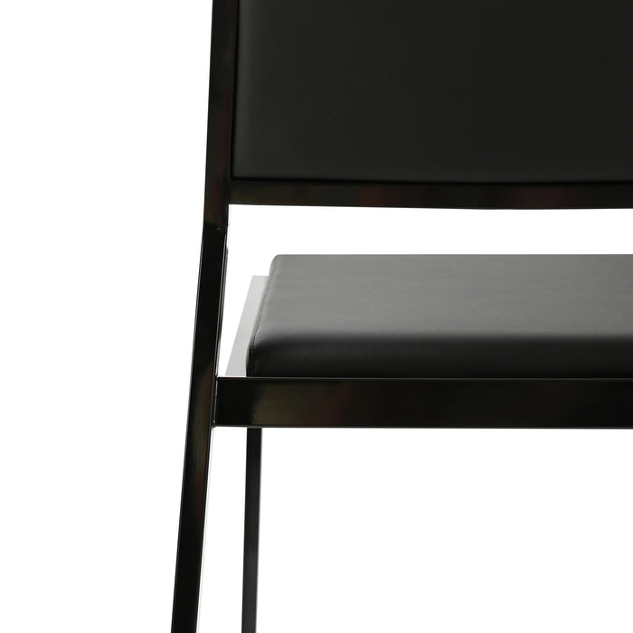 Gale Black Performance Vegan Leather Stackable Stool - Set of 2 - Home And Beyond