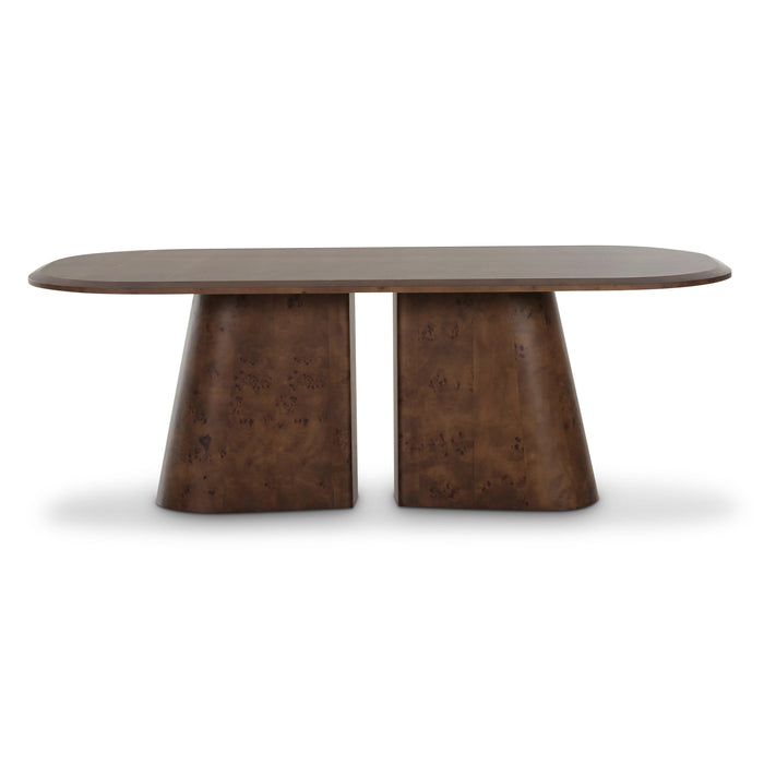 Gladyss Brown Burl Oval 87 inch Dining Table - Home And Beyond