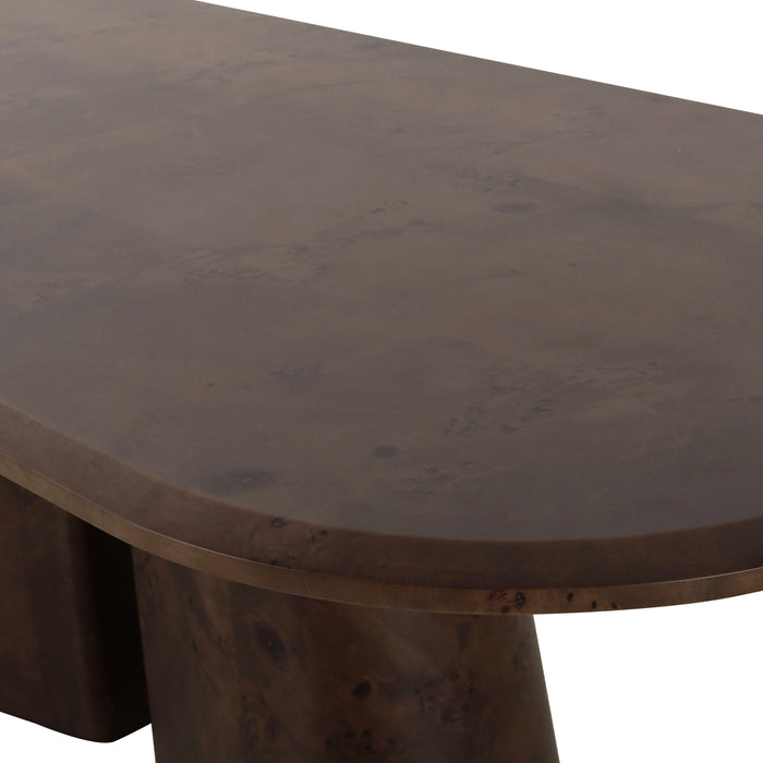 Gladyss Brown Burl Oval 87 inch Dining Table - Home And Beyond