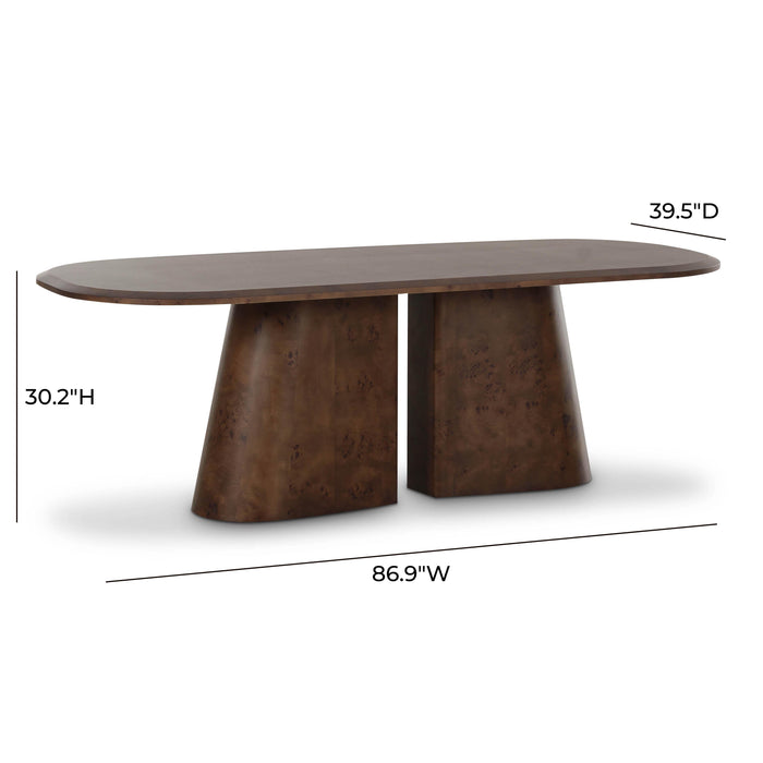 Gladyss Brown Burl Oval 87 inch Dining Table - Home And Beyond