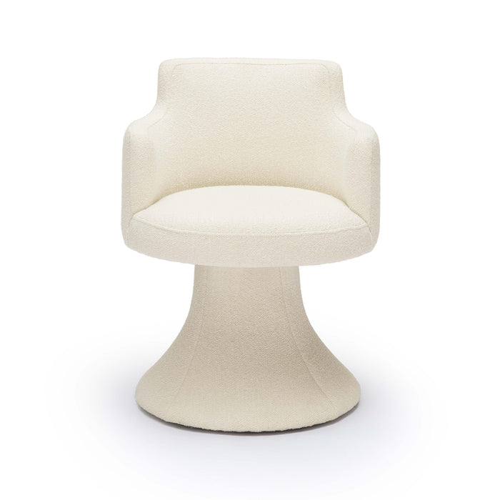 Jeffree Cream Performance Boucle Swivel Dining Chair - Home And Beyond