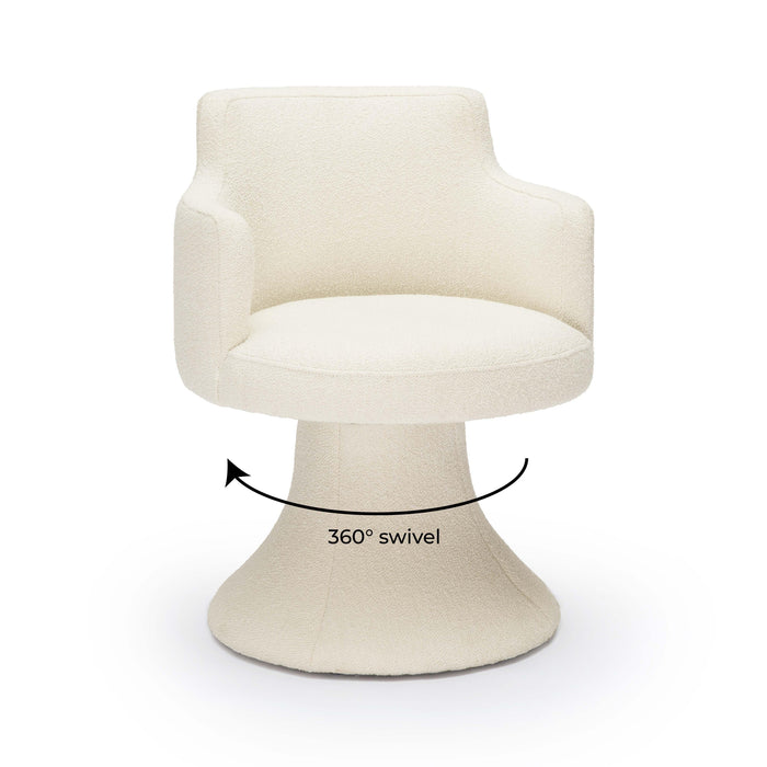 Jeffree Cream Performance Boucle Swivel Dining Chair - Home And Beyond