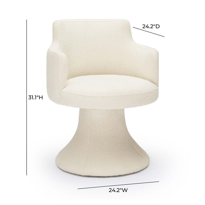 Jeffree Cream Performance Boucle Swivel Dining Chair - Home And Beyond
