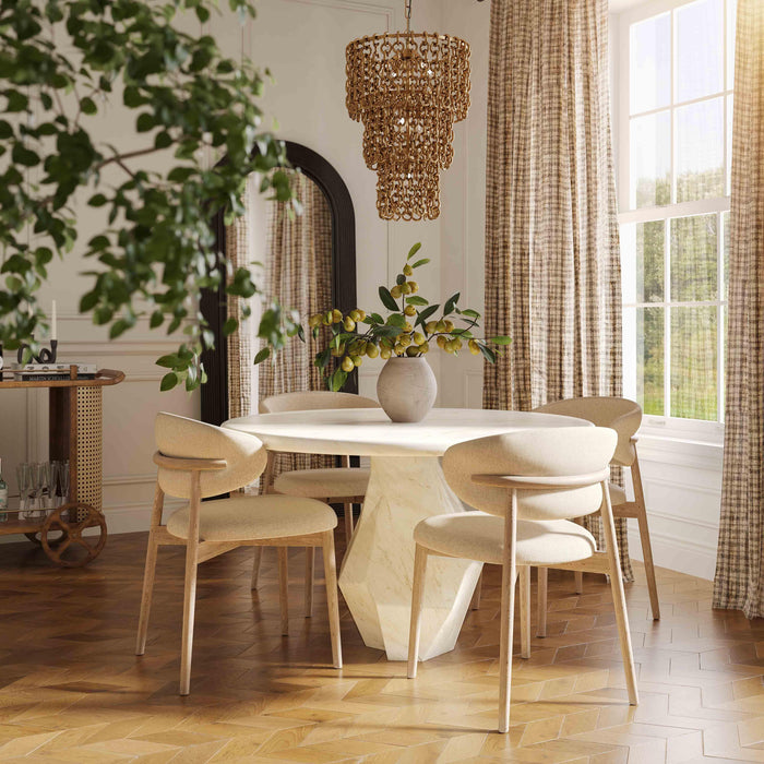 Zinea Cream Performance Textured Velvet Dining Chair - Home And Beyond