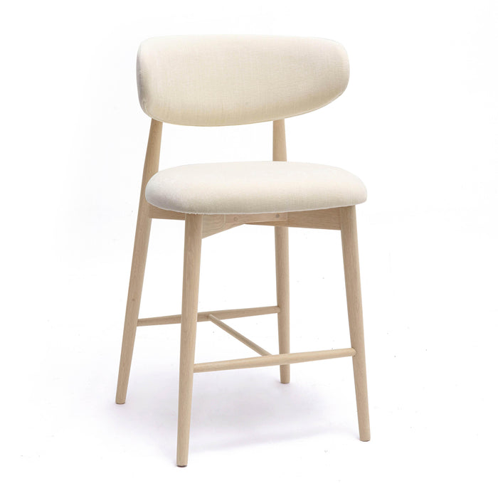 Zinea Cream Performance Textured Velvet Counter Stool - Home And Beyond