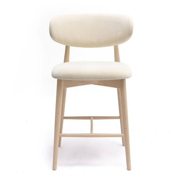 Zinea Cream Performance Textured Velvet Counter Stool - Home And Beyond