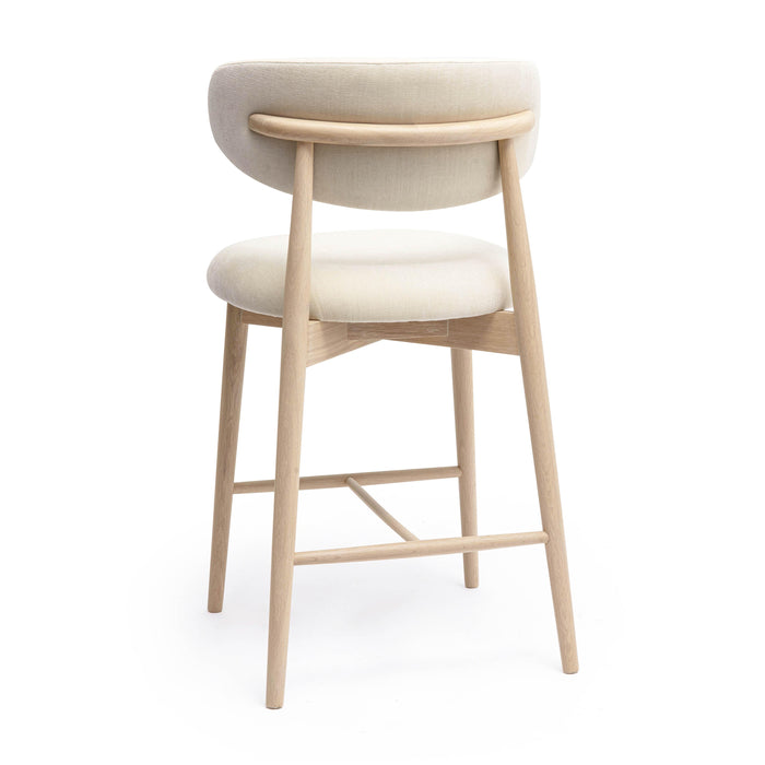 Zinea Cream Performance Textured Velvet Counter Stool - Home And Beyond