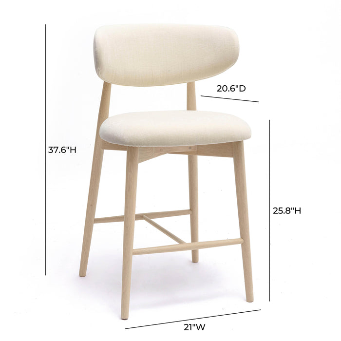 Zinea Cream Performance Textured Velvet Counter Stool - Home And Beyond