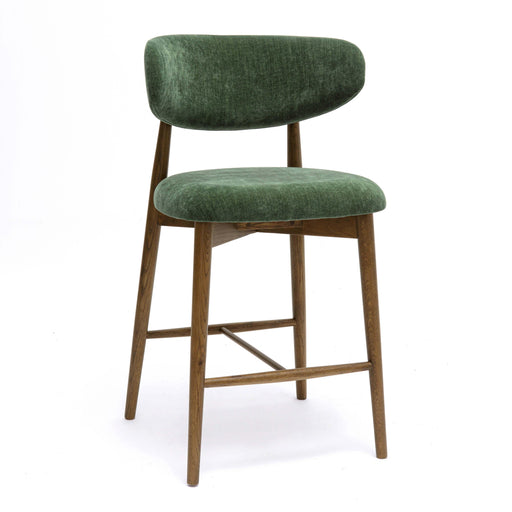 Zinea Forest Green Performance Textured Velvet Counter Stool - Home And Beyond