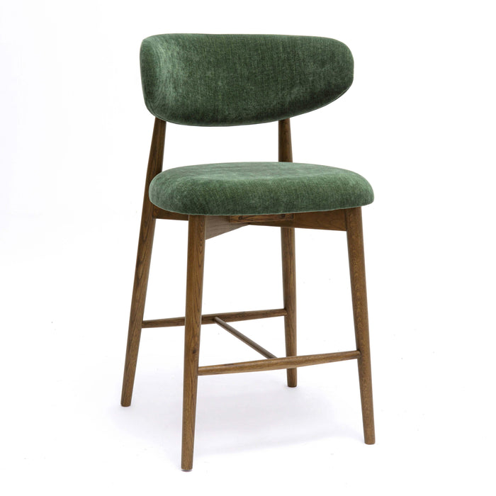 Zinea Forest Green Performance Textured Velvet Counter Stool - Home And Beyond