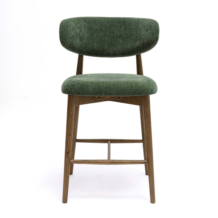 Zinea Forest Green Performance Textured Velvet Counter Stool - Home And Beyond