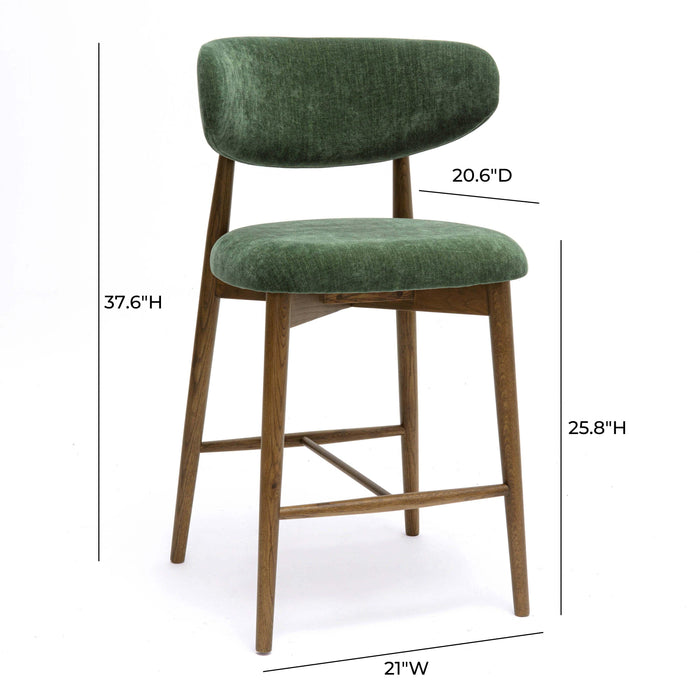 Zinea Forest Green Performance Textured Velvet Counter Stool - Home And Beyond