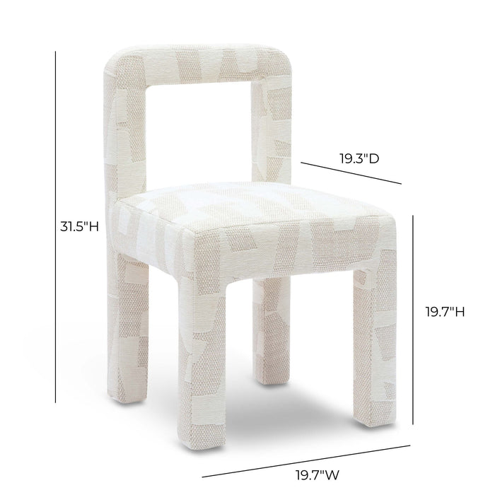 Hazel Cream Patterned Performance Jacquard Dining Chair